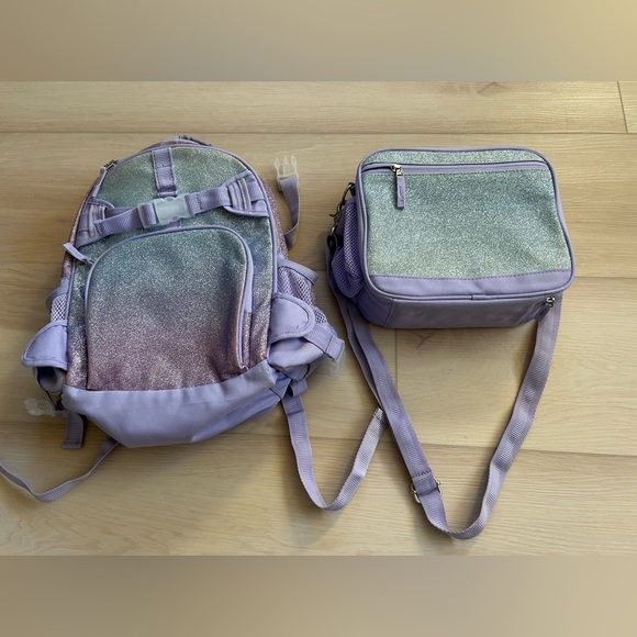 Pottery barn kids Mackenzie Ombre Sparkle Glitter Backpack and cooler - Picture 1 of 8